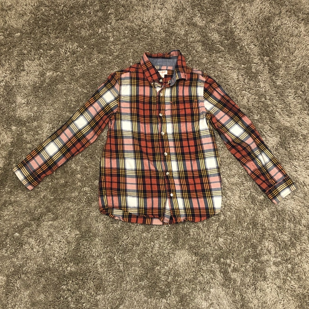 Orange Plaid Long Sleeve Boys Size 8/10